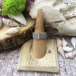 Stainless Steel Mesh CZ Ring Size 8